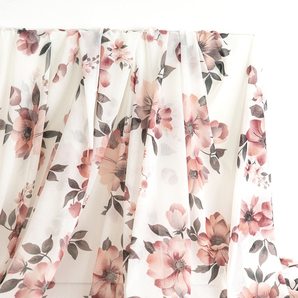 Sheer | Mesh Print - Blushing Petals - Fabric + Flow Textile Co.