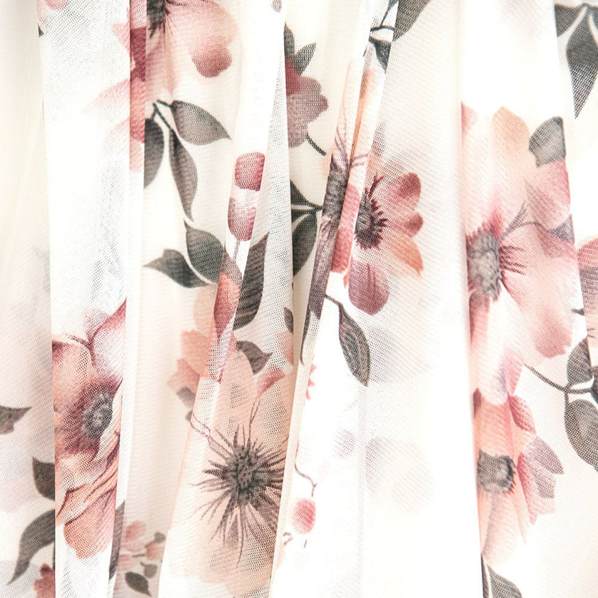 Sheer | Mesh Print - Blushing Petals - Fabric + Flow Textile Co.