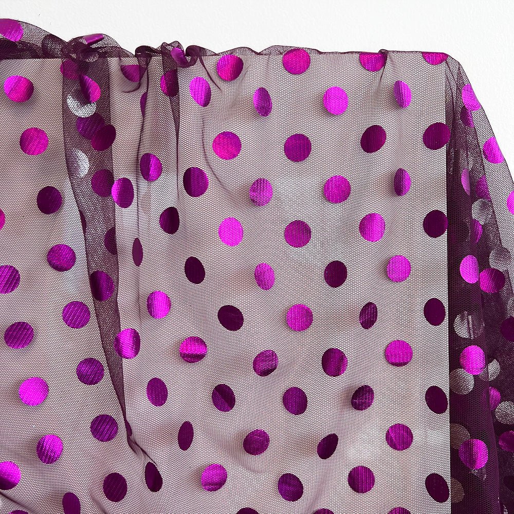 Sheer | Sleek Dots - Metallic Magenta - Fabric + Flow Textile Co.