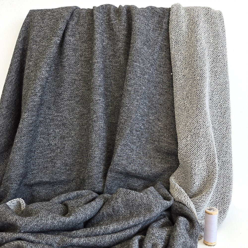 Sweater Knit French Terry | Cotton - Heather Charcoal - Fabric + Flow Textile Co.