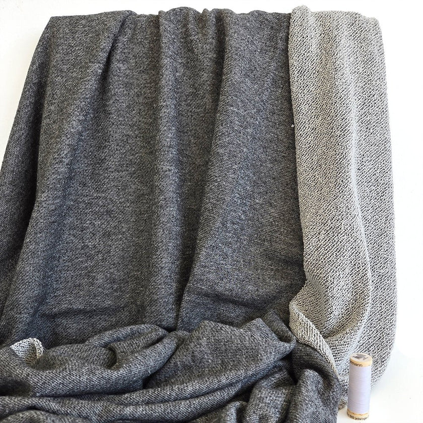 Sweater Knit French Terry | Cotton - Heather Charcoal - Fabric + Flow Textile Co.