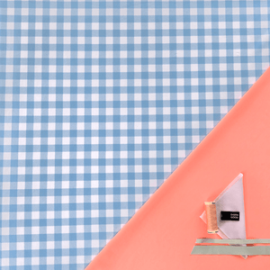Swim Kit | Gingham Sky + Electric Peach - Fabric + Flow Textile Co.