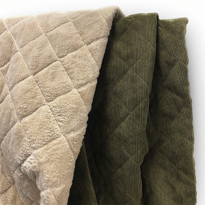 Coating | Army Green Quilted Corduroy