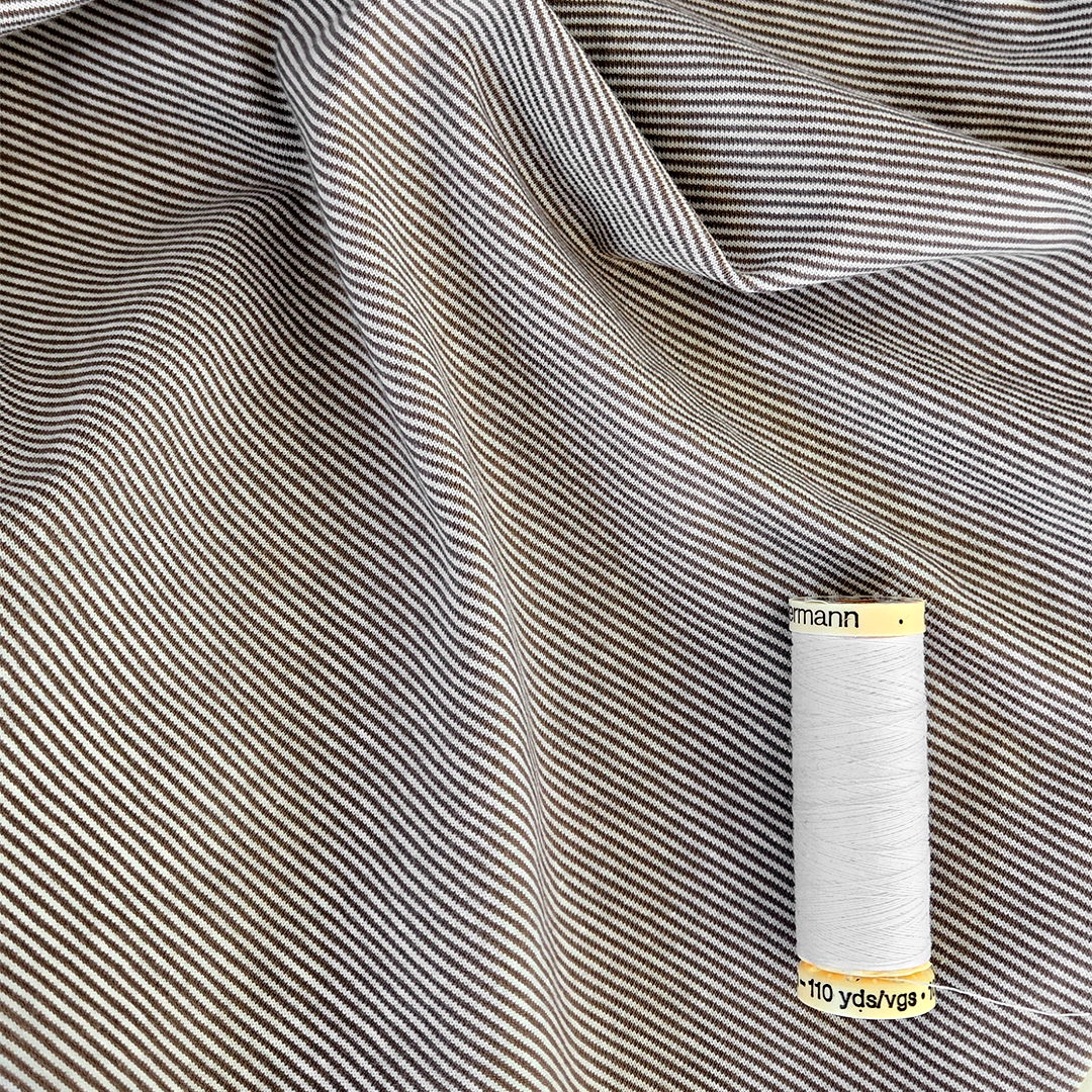 Jersey | Cotton - Soft Cocoa Pinstripe