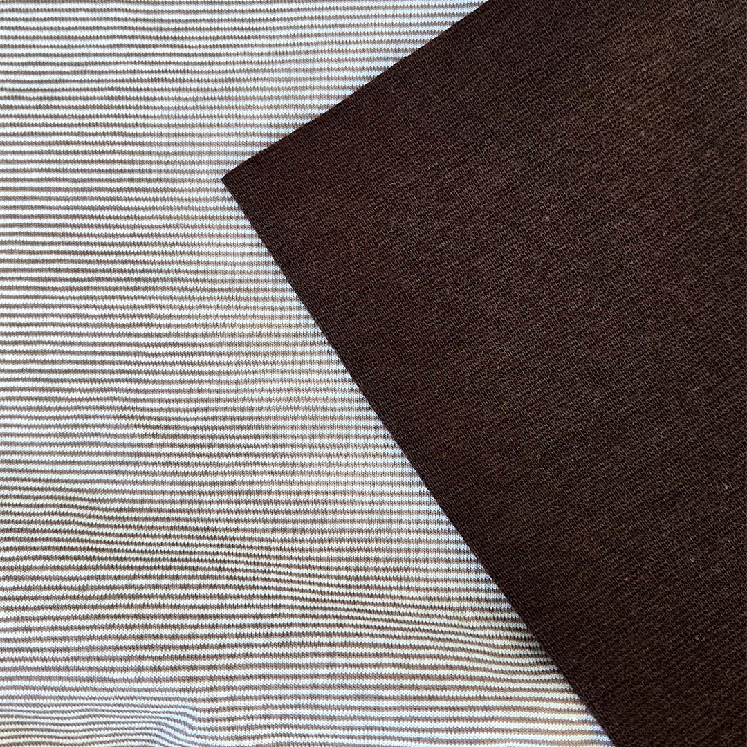 Jersey | Cotton - Soft Cocoa Pinstripe