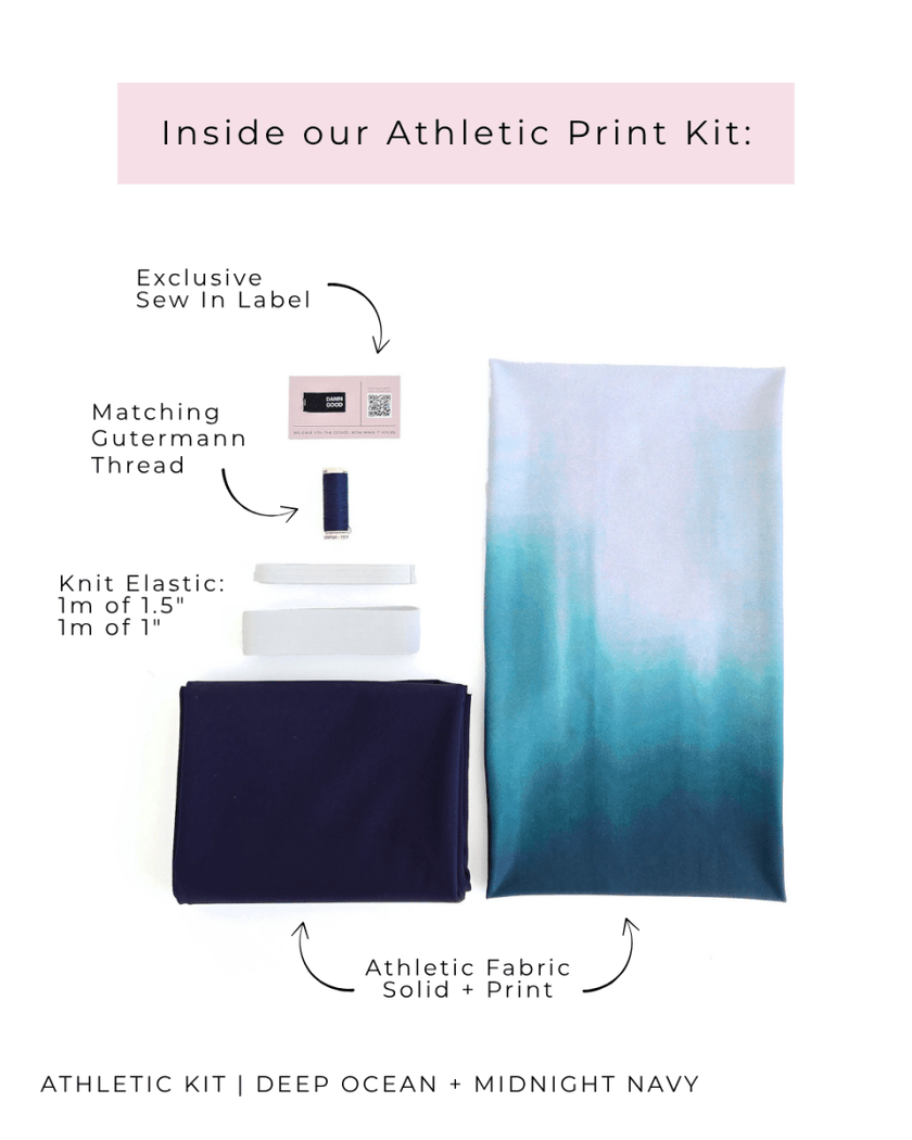 Athletic Print Kit | Storm Blue Linen Look + Storm Blue - Fabric + Flow Textile Co.