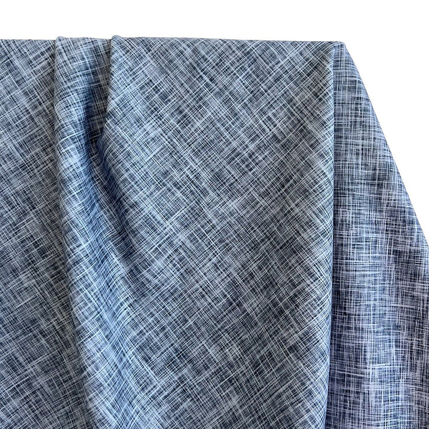 Athletic Print | Storm Blue Linen Look - Fabric + Flow Textile Co.