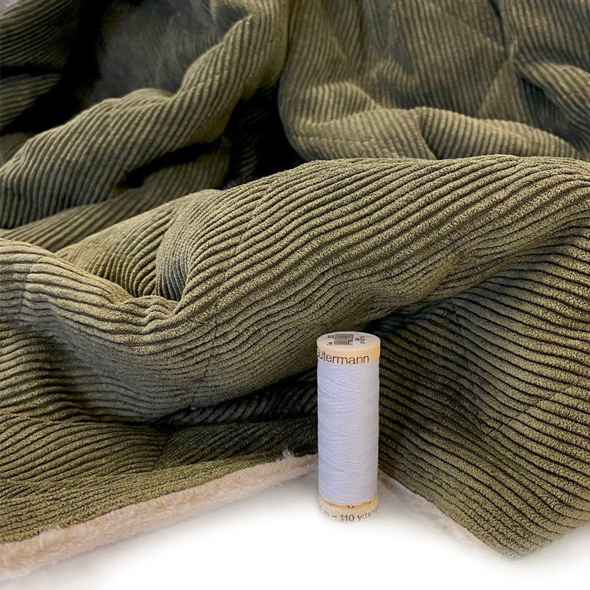 Coating | Army Green Quilted Corduroy - Fabric + Flow Textile Co.
