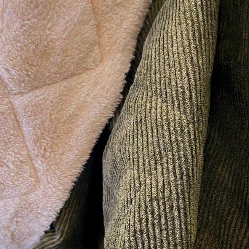 Coating | Army Green Quilted Corduroy - Fabric + Flow Textile Co.