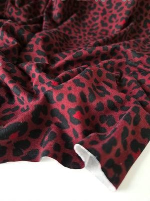 Deadstock | Jersey Knit Print - Burgundy Leopard - Fabric + Flow Textile Co.