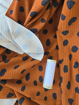 Deadstock | Ribbed Knit Bamboo - Sienna Dot - Fabric + Flow Textile Co.