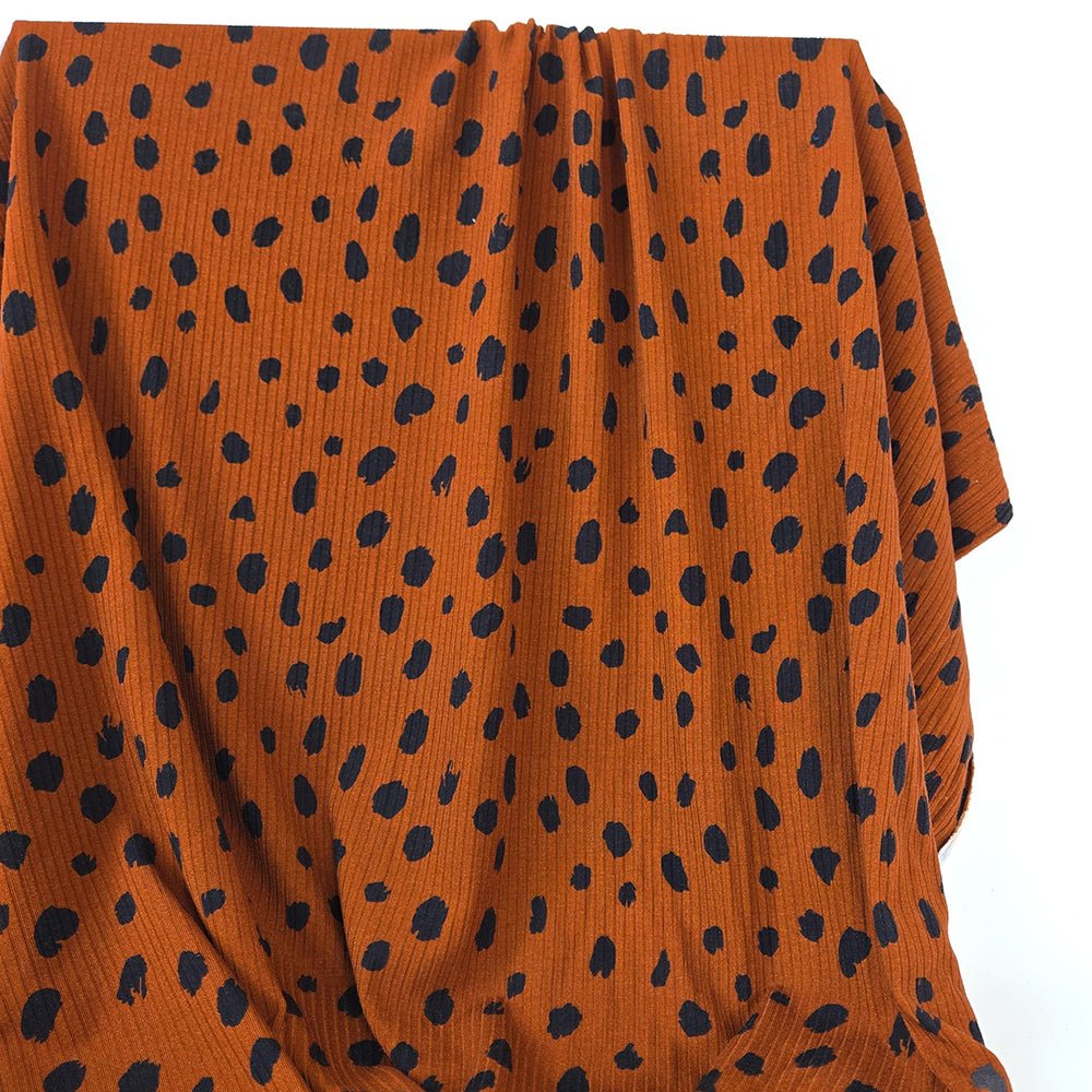 Deadstock | Ribbed Knit Bamboo - Sienna Dot - Fabric + Flow Textile Co.