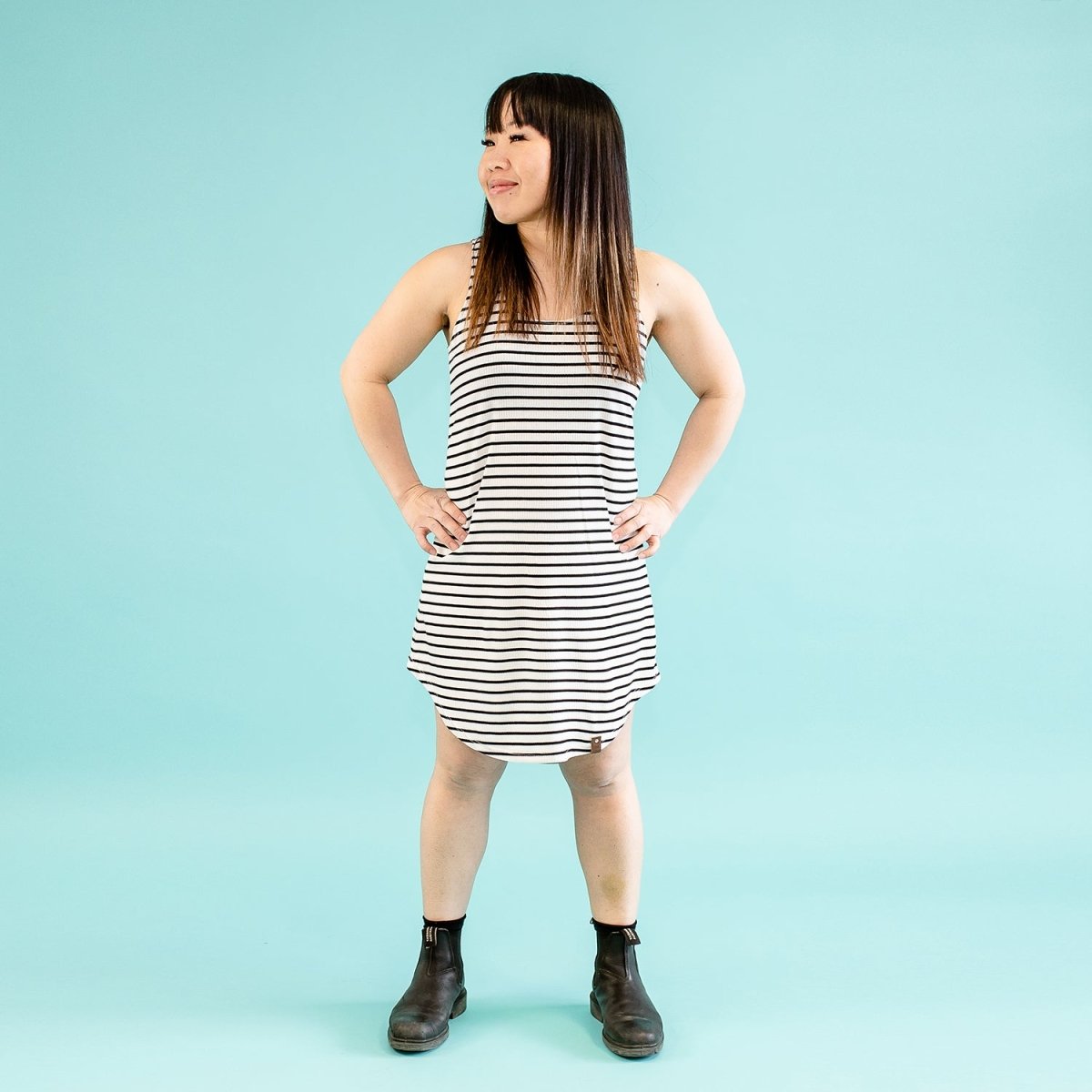 Deadstock | Ribbed Knit - Black + Cream Stripe - Fabric + Flow Textile Co.