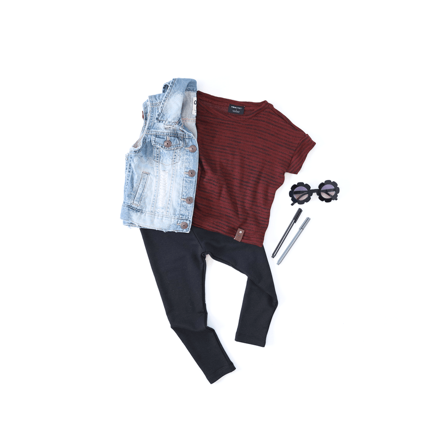 Deadstock | Sweater Knit - Burgundy Stripes - Fabric + Flow Textile Co.