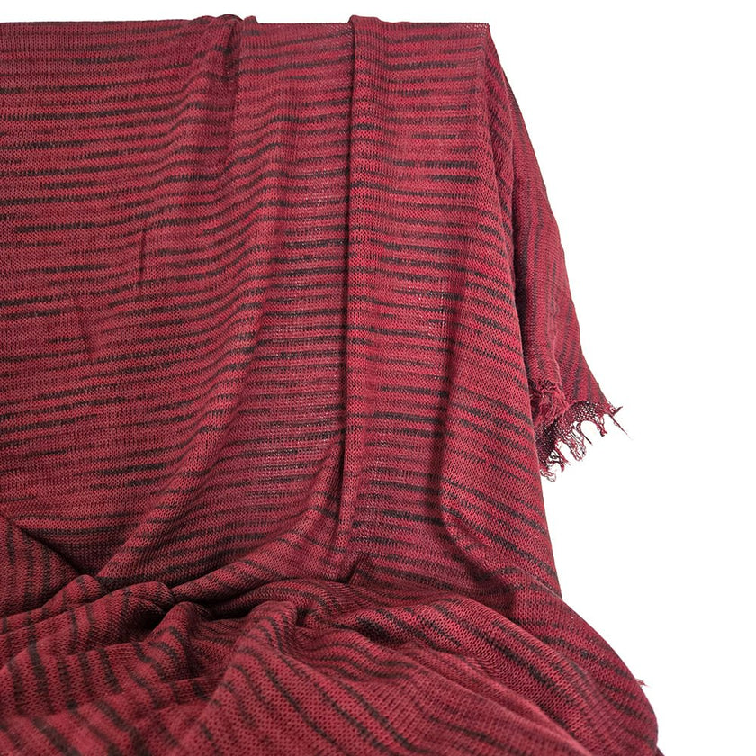 Deadstock | Sweater Knit - Burgundy Stripes - Fabric + Flow Textile Co.
