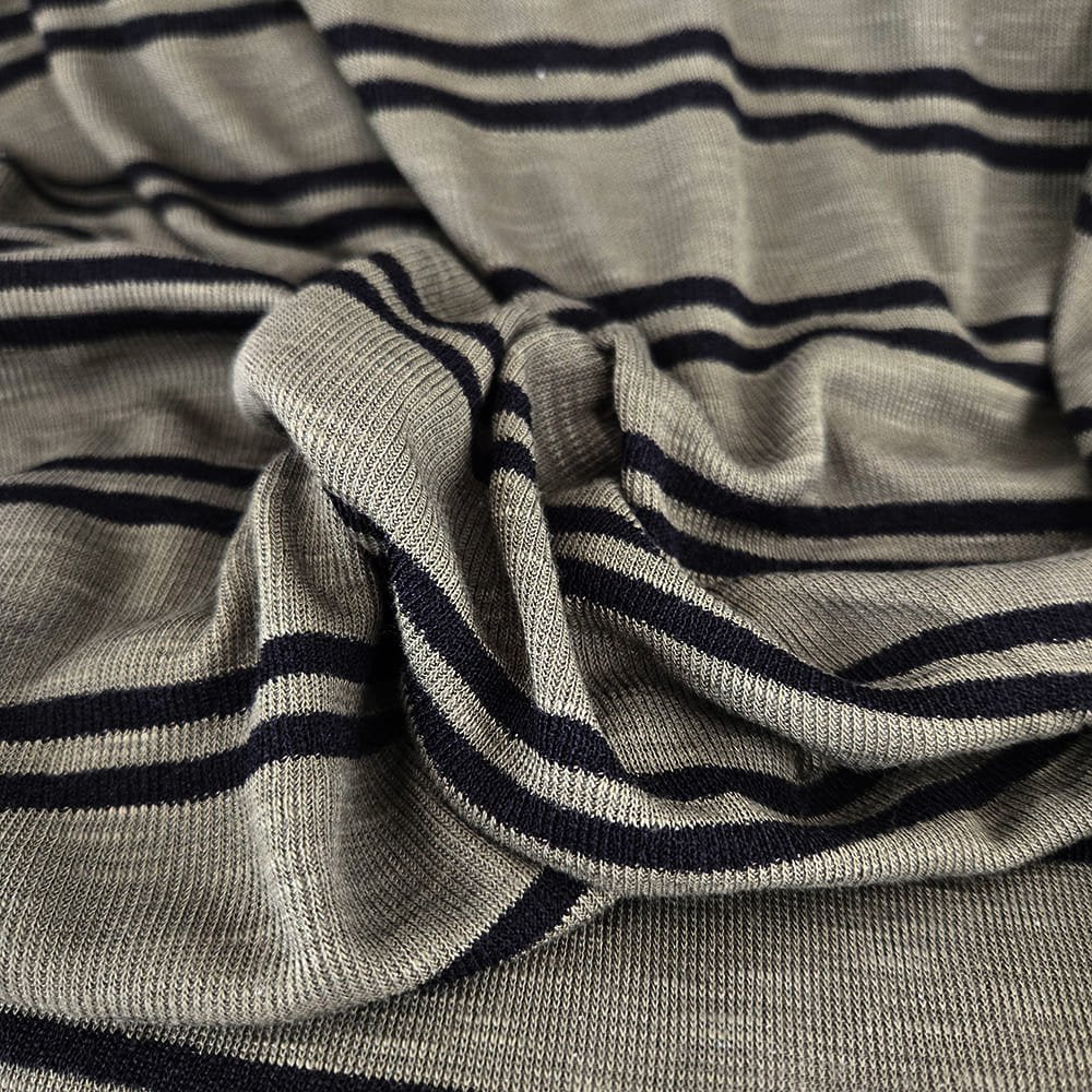 Deadstock | Sweater Knit - Moss Stripes - Fabric + Flow Textile Co.