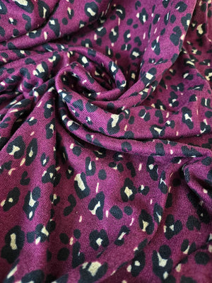 Deadstock | Sweater Knit - Purple Leopard - Fabric + Flow Textile Co.