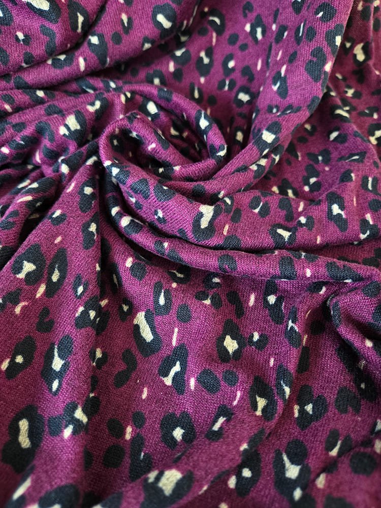 Deadstock | Sweater Knit - Purple Leopard - Fabric + Flow Textile Co.