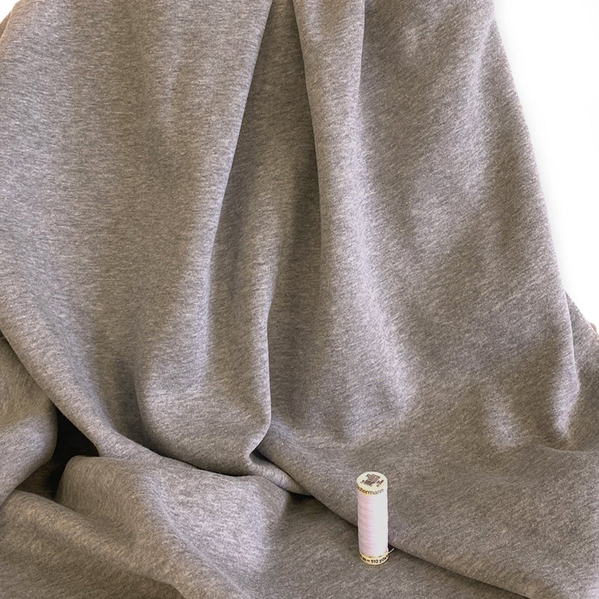 Fleece Knit | Cotton - Light Melange Grey - Fabric + Flow Textile Co.