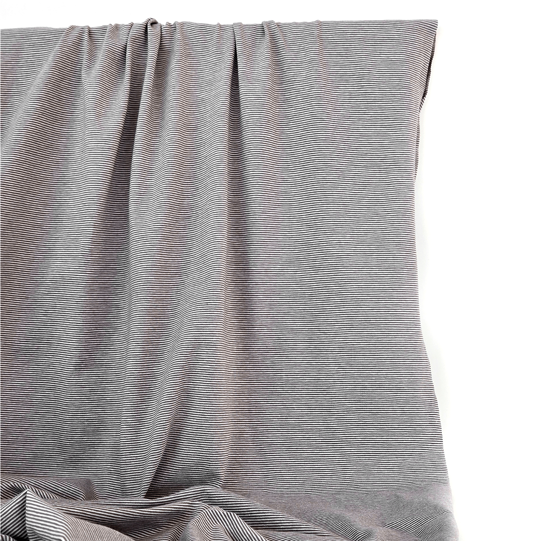 Jersey | Cotton - Soft Cocoa Pinstripe