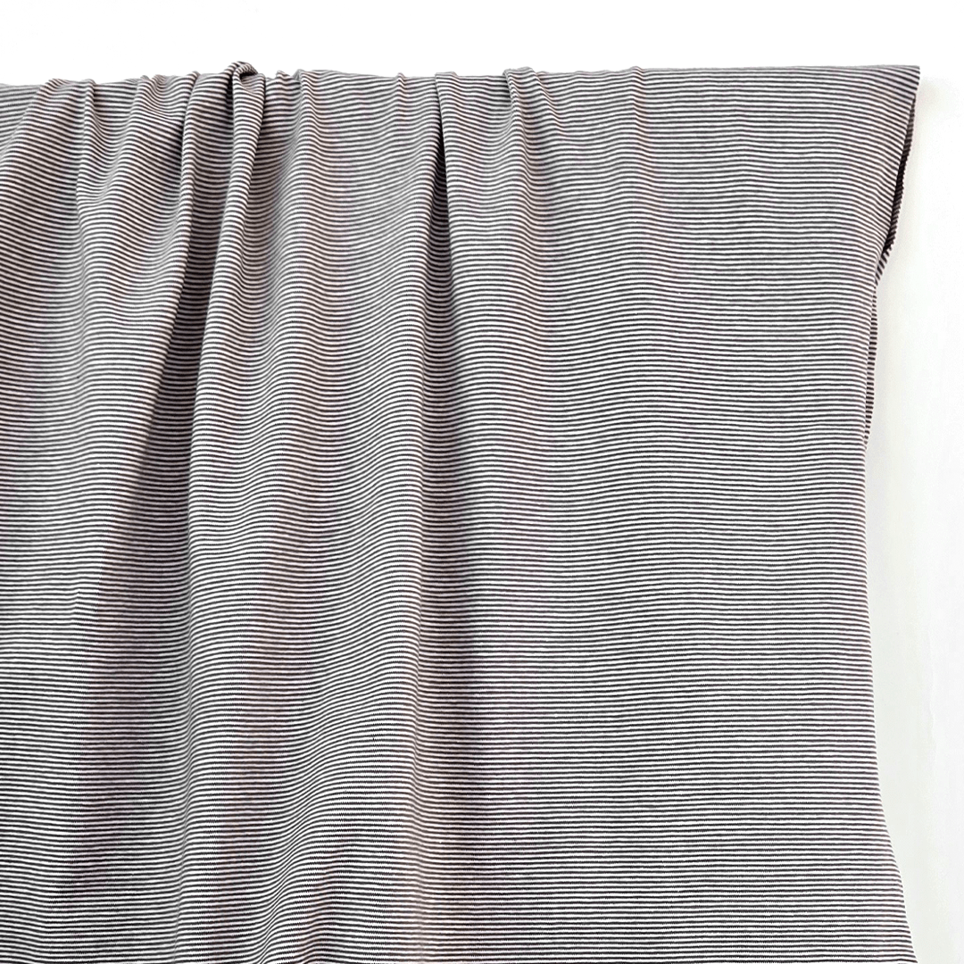 Jersey | Cotton - Soft Cocoa Pinstripe - Fabric + Flow Textile Co.