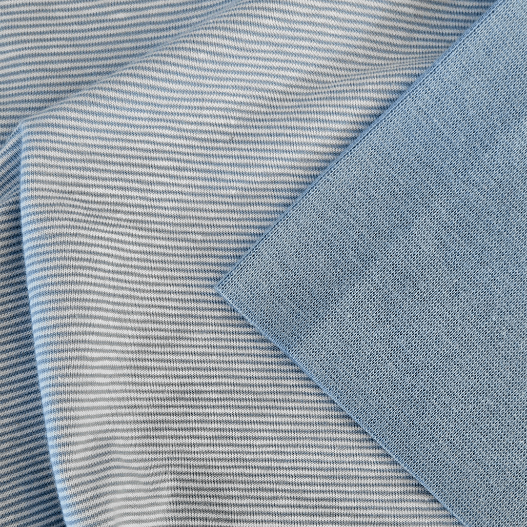 Jersey | Cotton - Tidal Blue Pinstripe - Fabric + Flow Textile Co.