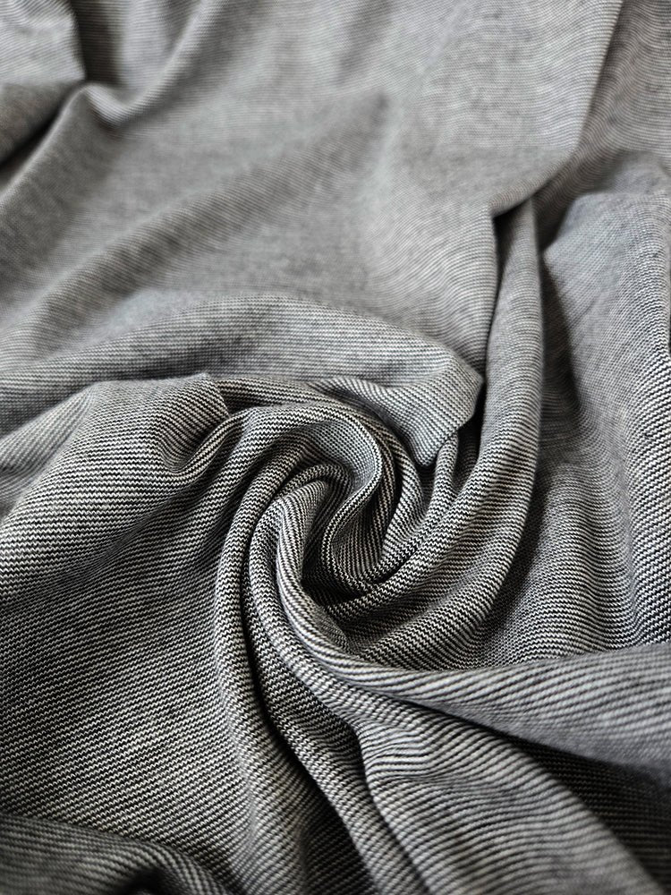 Jersey Knit Print | Bamboo Ministripe - Charcoal - Fabric + Flow Textile Co.