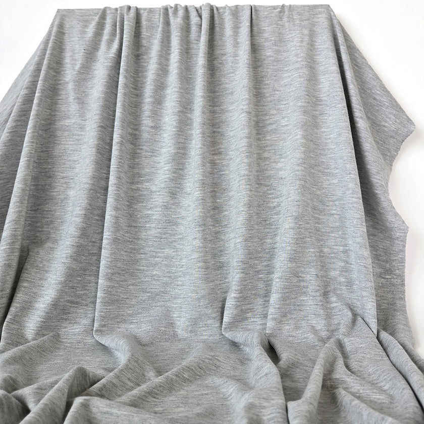 Jersey Knit Print | Bamboo Ministripe - Light Grey - Fabric + Flow Textile Co.