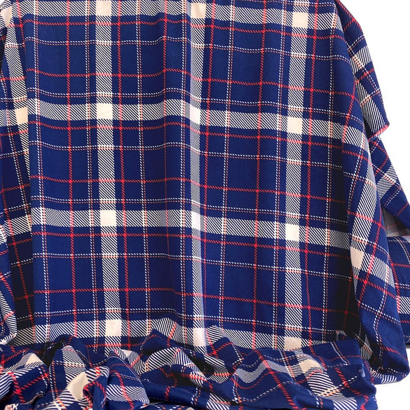 Jersey Knit Print | Blue Plaid - Fabric + Flow Textile Co.