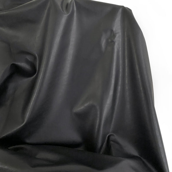 Leather Faux Stretch | Black - Fleece Back - Fabric + Flow Textile Co.