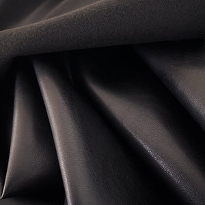 Leather Faux Stretch | Black - Fleece Back - Fabric + Flow Textile Co.