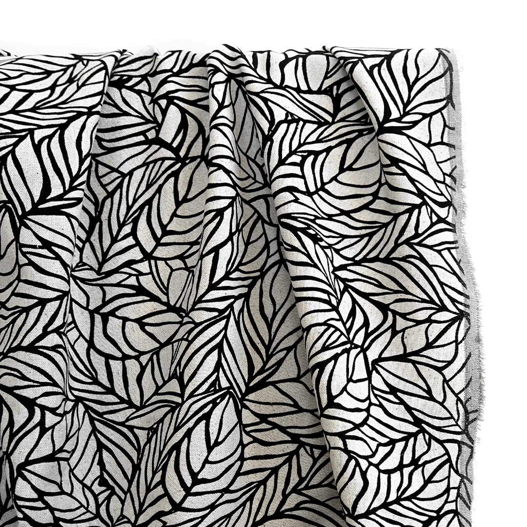 Linen Print | Noir Botanica - Fabric + Flow Textile Co.