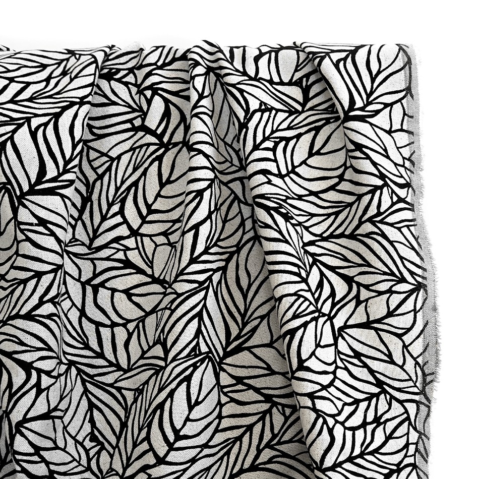 Linen Print | Noir Botanica - Fabric + Flow Textile Co.
