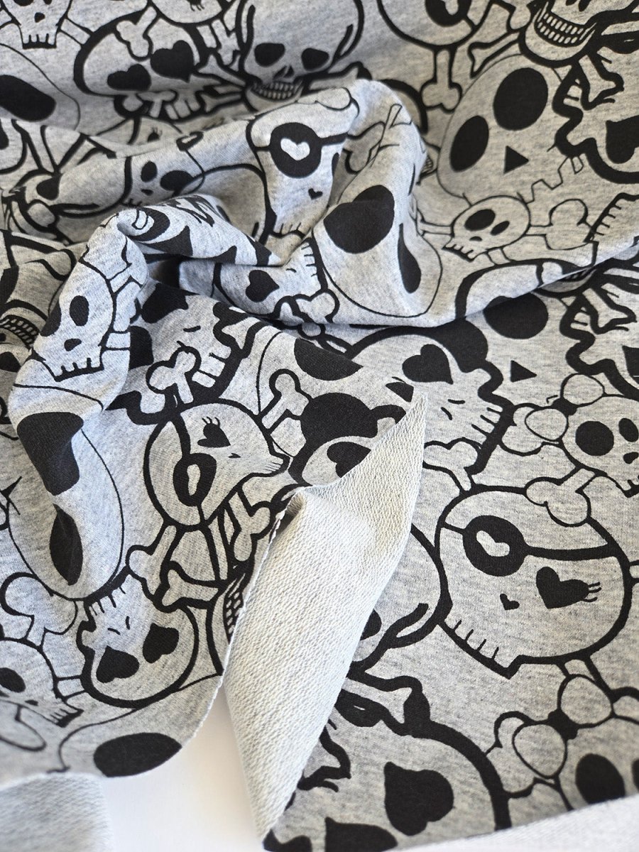 REMNANT | French Terry | Skulls - 2.5m Piece - Fabric + Flow Textile Co.