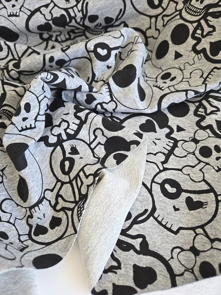 REMNANT | French Terry | Skulls - 2.5m Piece - Fabric + Flow Textile Co.