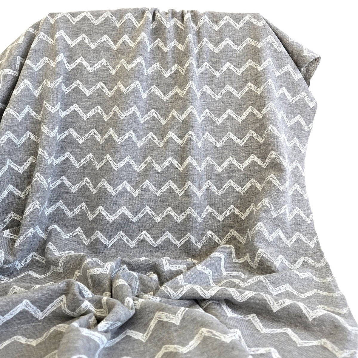 REMNANT |French Terry | White Zig Zag - 2m Piece - Fabric + Flow Textile Co.