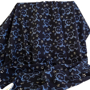 REMNANT |Jersey Knit | Blue Skulls - 1m+ Piece - Fabric + Flow Textile Co.