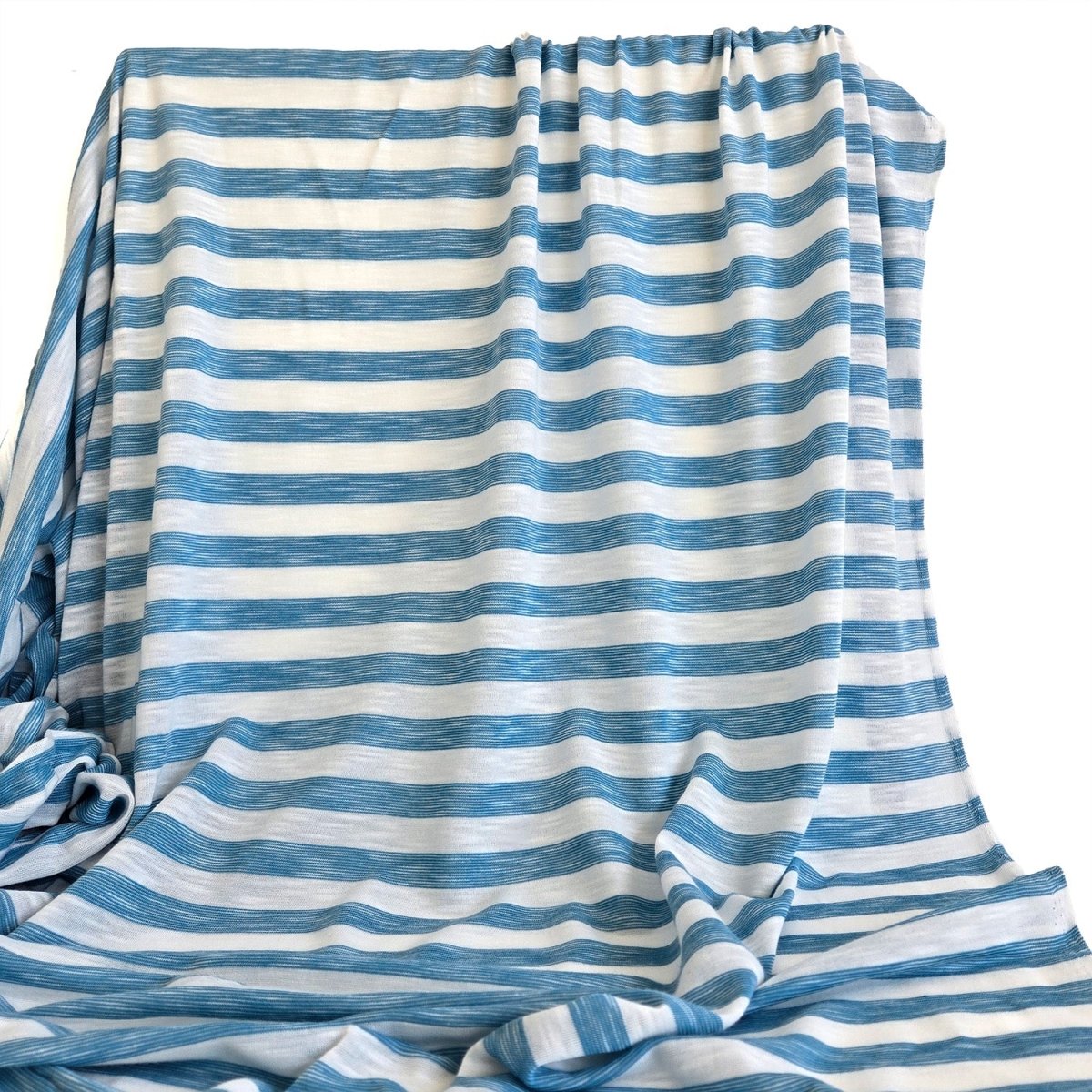 REMNANT |Jersey Knit | Blue Stripes - 1m Piece - Fabric + Flow Textile Co.