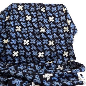 REMNANT |Jersey Knit | Blue X Print - 1.5m - Fabric + Flow Textile Co.