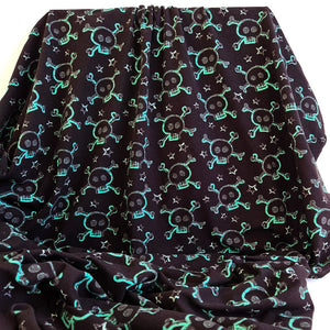 REMNANT |Jersey Knit | Mint Skulls - 3m Piece - Fabric + Flow Textile Co.