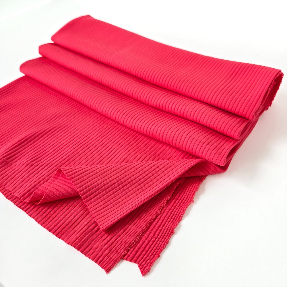Ribbed Knit | Bamboo - Vibrant Coral - Fabric + Flow Textile Co.