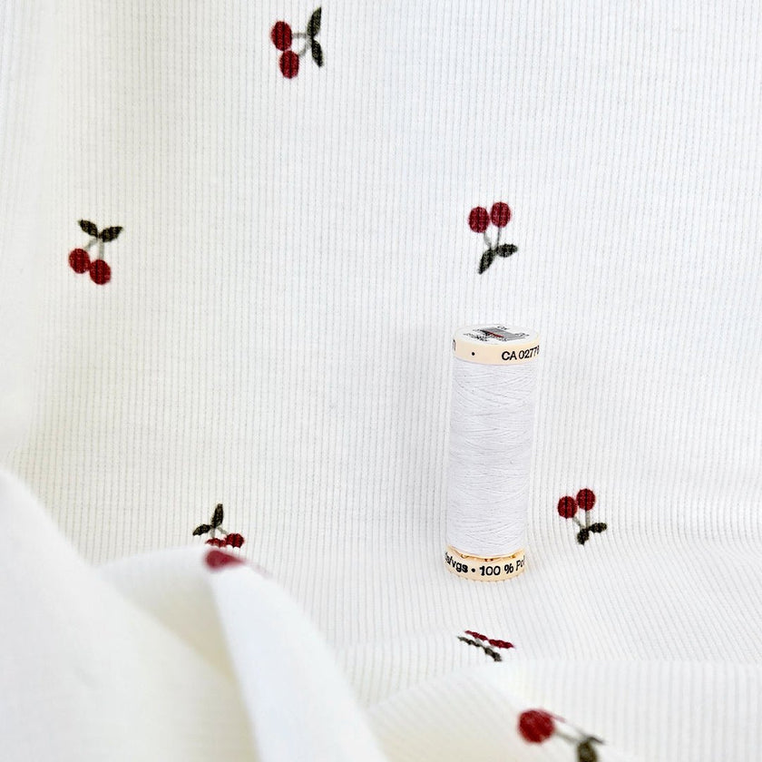 Ribbed Print Knit | Cotton - Sweet Cherries - Fabric + Flow Textile Co.