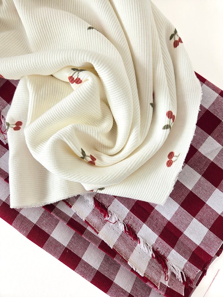 Ribbed Print Knit | Cotton - Sweet Cherries - Fabric + Flow Textile Co.