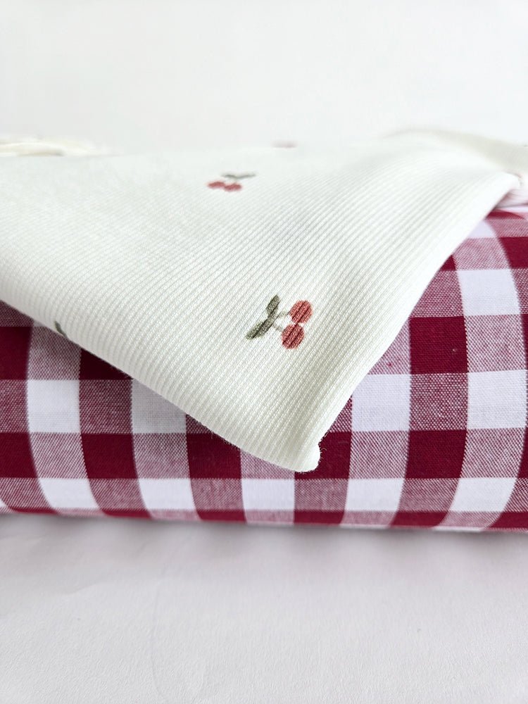 Ribbed Print Knit | Cotton - Sweet Cherries - Fabric + Flow Textile Co.