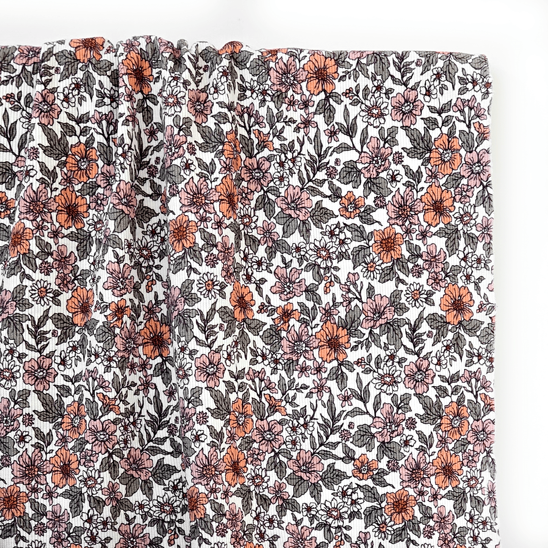 Ribbed Print Knit | Cotton - Victorian Blooms - Fabric + Flow Textile Co.