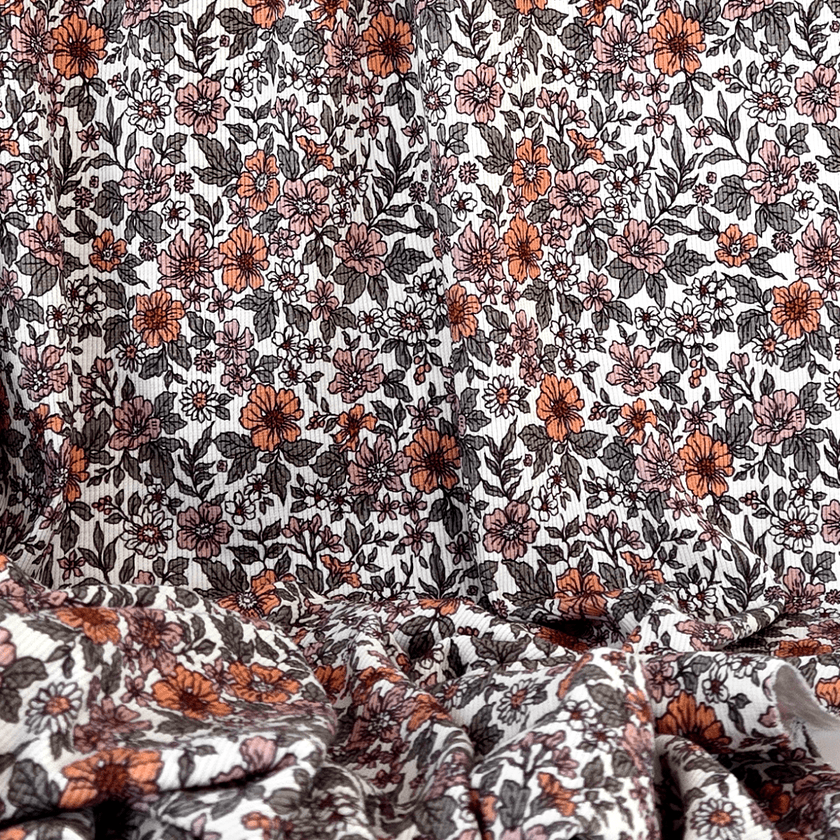 Ribbed Print Knit | Cotton - Victorian Blooms - Fabric + Flow Textile Co.