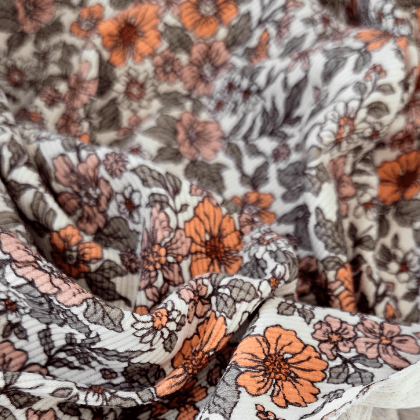 Ribbed Print Knit | Cotton - Victorian Blooms - Fabric + Flow Textile Co.