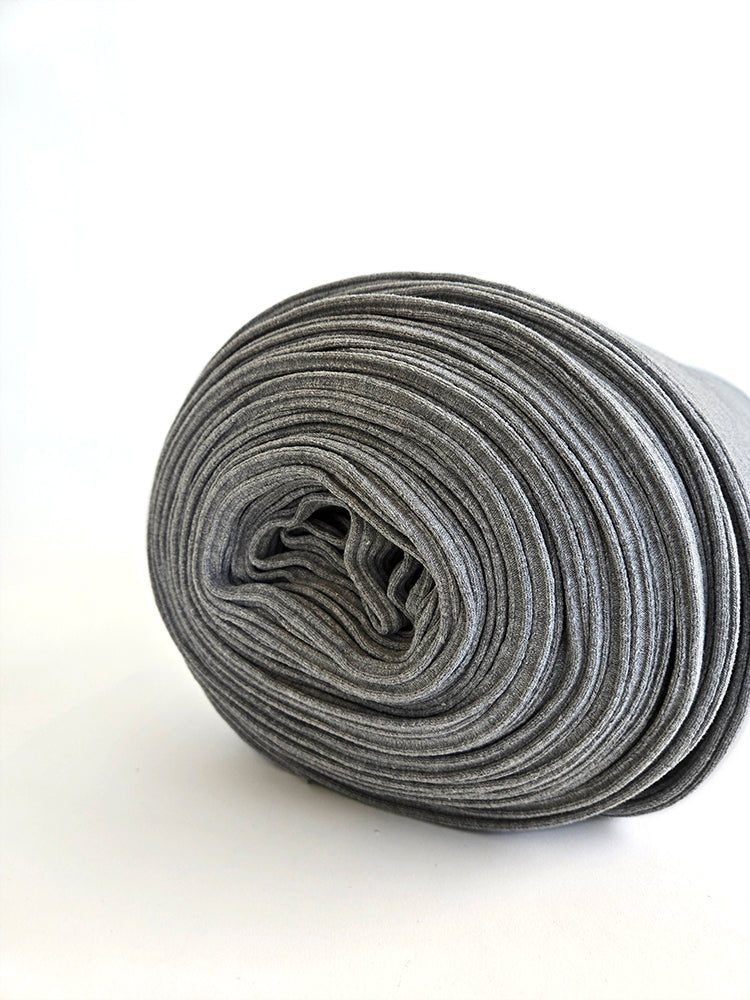 Ribbing Tubular | Cotton - Melange Grey 3x3 Rib - Fabric + Flow Textile Co.