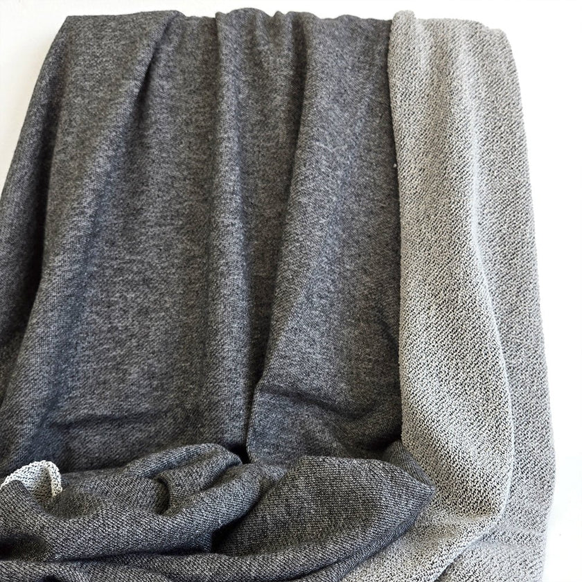 Sweater Knit French Terry | Cotton - Heather Charcoal - Fabric + Flow Textile Co.