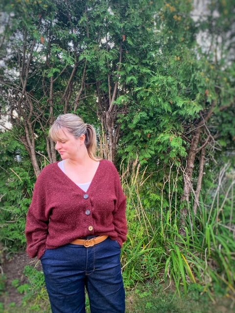 Sweater Knit | Hacci - Speckled Bordeaux - Fabric + Flow Textile Co.